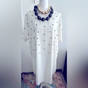 DKNYC White Dress with Black Rhinestones Size XL